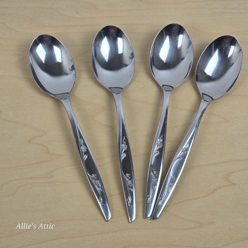 Vintage Tea Spoons Flatware Set Stainless Steel USA Floral International Co Lot